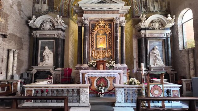 Cinematic View of the Chapel of San Venanzio in the Lateran Baptistery Rome 