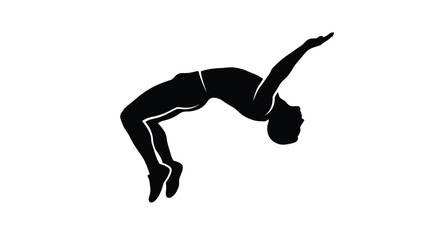 Fototapeta premium A black silhouette of an athletic man performing a high jump backflip in dynamic motion