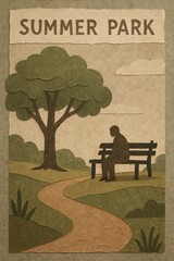 Obraz premium Peaceful park scene illustration.