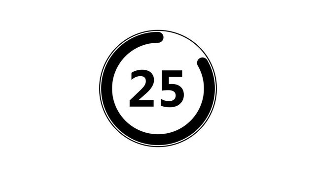 Circle countdown timer one minute animation from 30 to 0 second animation with alpha channel, 30 second countdown timer, Countdown video on white background.