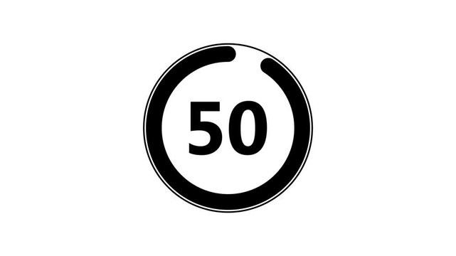 55 second countdown timer, Abstract countdown and circle animation on white background.