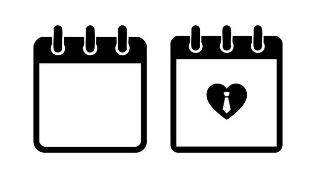 Calendar event schedulers featuring heart and tie date icons