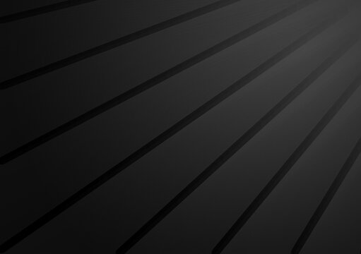 Lines running diagonally off-center on a black color gradient background for use with design layouts 
