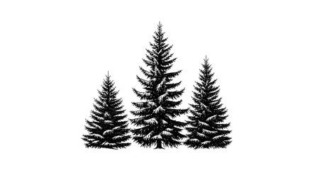 Obraz premium Three evergreen trees illustration isolated on transparent background