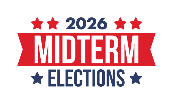 US Midterm Elections 2026. Vote 2026. Vote day. US Election. American flag Patriotic poster. Web banner. Vector illustration