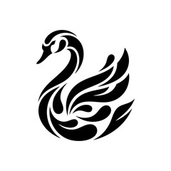 Fototapeta premium A stylized swan illustration depicts the bird in profile with flowing feathers.