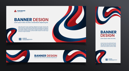 dark blue and red gradient abstract background banner design template © MUHAMMAD DENNI