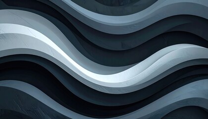 Fototapeta premium Abstract wavy layers in shades of blue and gray create a sense of depth and motion.