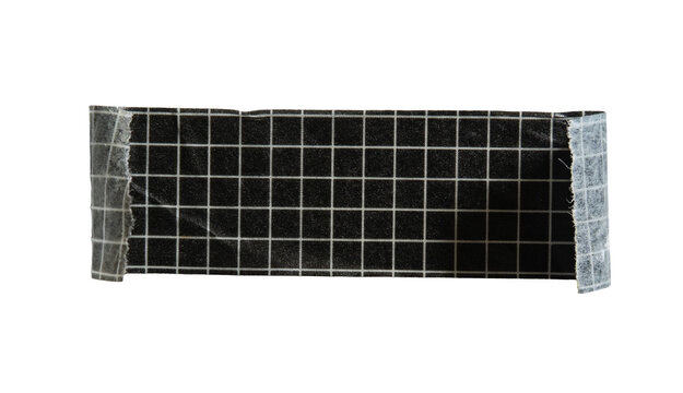 Peeled Black Paper Tape Texture with Fine Grid Pattern and Ripped Edges