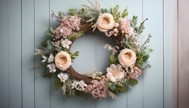 Vintage Floral Wreath With Soft Colors