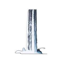 A tall, powerful waterfall cascades into a pool of water © Dinda