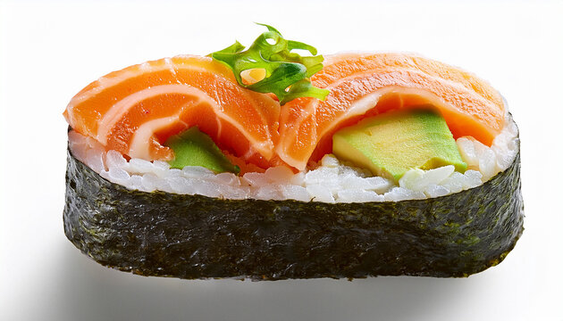 Sushi Maki Piece With Salmon And Avocado On Transparent Background
