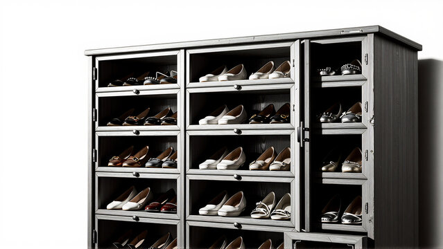 Modern Metal Shoe Cabinet with Multi-Tier Storage Shelves