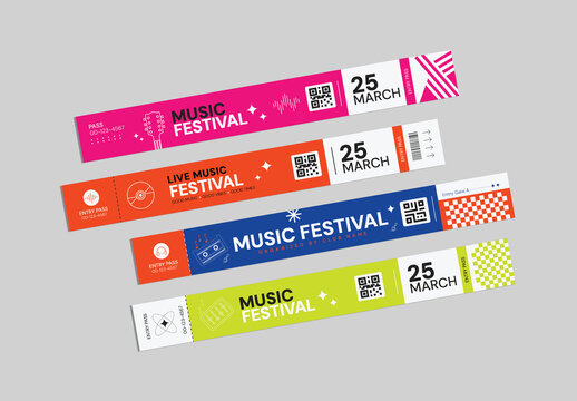 Colorful Music Festival Wristband Template