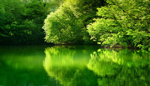 Green Water Reflection