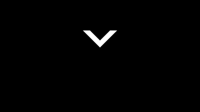 Down arrow sign icon animation on black background 4k motion seamless looping