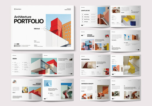 Architecture Portfolio Template with Minimal Interior Layout