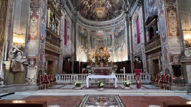 Interior view of the historic Church of Santo Spirito in Sassia in Rome Italy