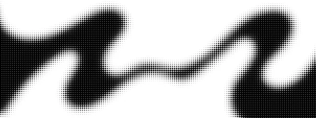 Fototapeten Restaurant Monochrome halftone dotted illustration, abstract dynamic wave, ribbon pattern. Curved line with halftone effect, flud design. Vector minimalist background. Overlay template. Vector  © SergeyBitos