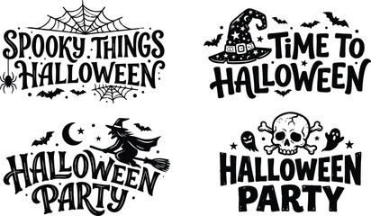 Obraz premium Helloween typography collection spooky designs for parties decorations and seasonal marketing