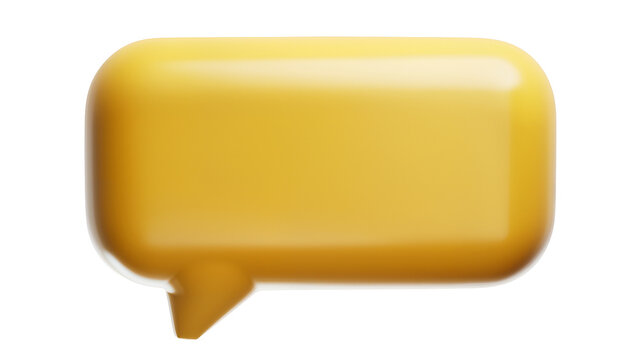 Yellow speech bubble with rounded corners, isolated on transparent background