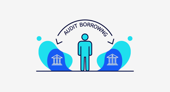 Illustration of person with audit borrowing concept.