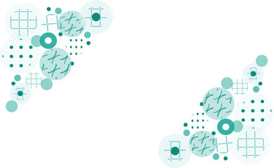 Fototapeta premium Abstract Teal Geometric Background Template: Minimalist Circles with Dot and Grid Patterns, Modern Graphic Element for Summer Design Projects, Clean Professional Web Banner Wallpaper