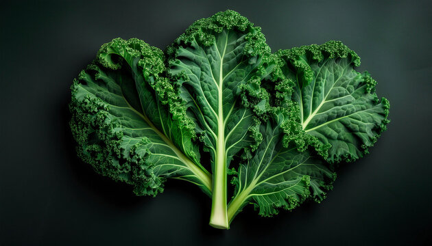 Vibrant Green Kale Leaves Arranged In A Beautiful Intricate Display On A Dark Background Perfect For Healthy Cuisine