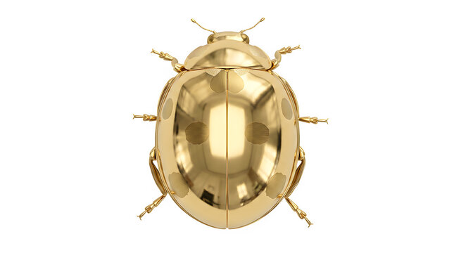 Golden ladybug figurine decorative ornament isolated on surface with ornament figurine polished metallic sculpture precious isolated lighting reflection glamorous collection ornamental
