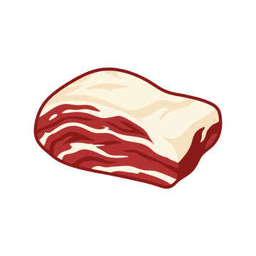 A fresh piece of raw beef brisket on white background
