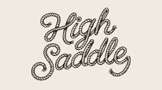 Rope text art. Western logo art. Lasso font design. Cowboy text style. Rustic rope motif.