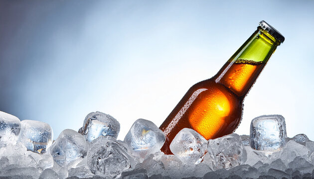 Beer Can With Bottle Chilled In Ice
