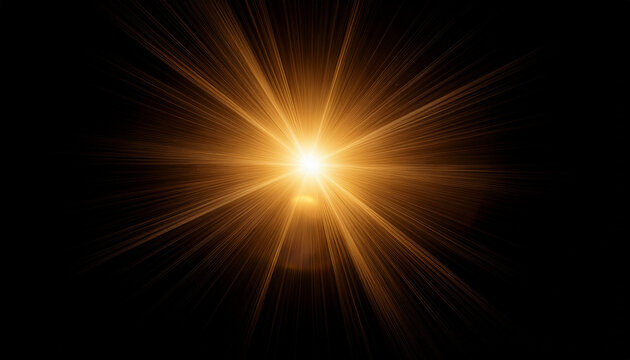 Sun Sunshine Sunbeams Lens Flare With Glare Spots Isolated On Black Background
