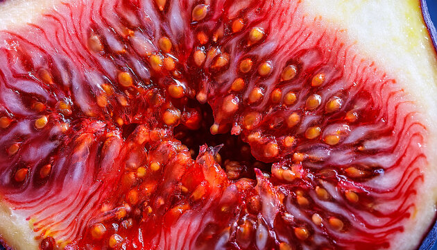 Macro Of Inside Of Fleshy Part Of A Fresh Fig It Is Red In Color And Moist