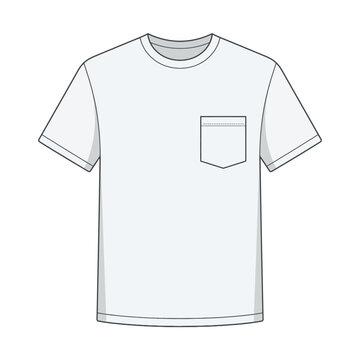 White T-shirt with pocket rests on a plain background
