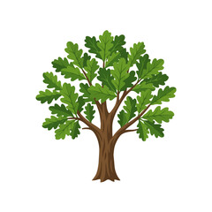 A stylized tree stands proudly in vivid green foliage © fardi