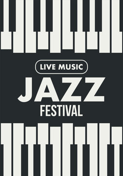 Minimalist Jazz Festival Poster Template Collection Featuring Piano Key Graphics, Hand Silhouettes, and Bold Live Music Typography