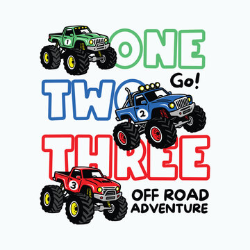 Monster Truck Vector Illustration for Toddler Kids