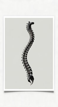Anatomical illustration of human spinal column vertebrae skeleton structure.