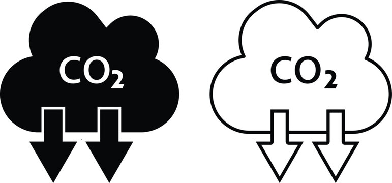 Carbon emissions reduction icon. Reduction cloud sign. environmental reduction arrows. Environmental Protection Symbols. Carbon dioxide reduction