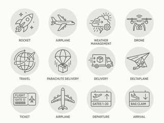 Obraz premium Airplane Delivery Flight Travel Icon.