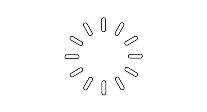 Minimal black outline loading icon of a progress bar circle isolated on a simple white background for web design.