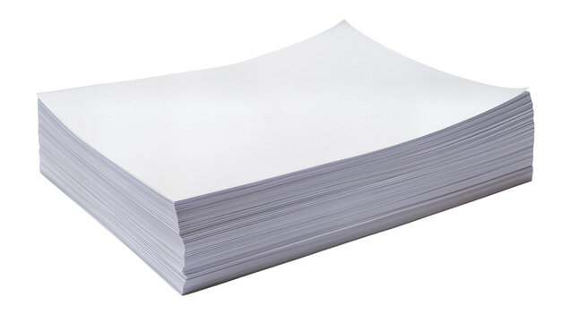 Stack of blank white paper sheets, isolated on transparent background
