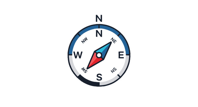 Partial flat illustration of a compass rose showing West Northwest and