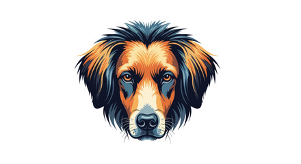 Fototapeta premium Half Dog Face Colorful Vector Illustration Peeking on White Background