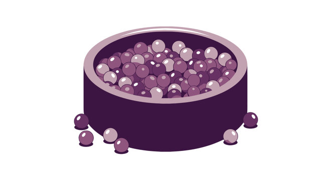 Purple boba pearls in a bowl vector illustration isolated on white background