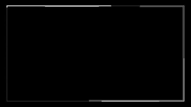 Minimalist geometric bounding box overlay with alpha channel. Precision wireframe margin animation for technical CAD schematics, UI layout containers, or digital camera safe area framing.