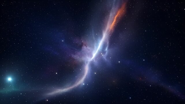 Ethereal cosmic energy moving through a deep space background