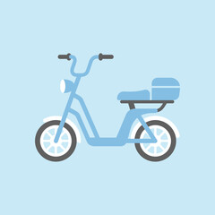 Fototapeta premium Minimalist light blue electric scooter icon on a solid background