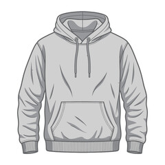 A flat vector illustration of a grey hooded sweatshirt © karin